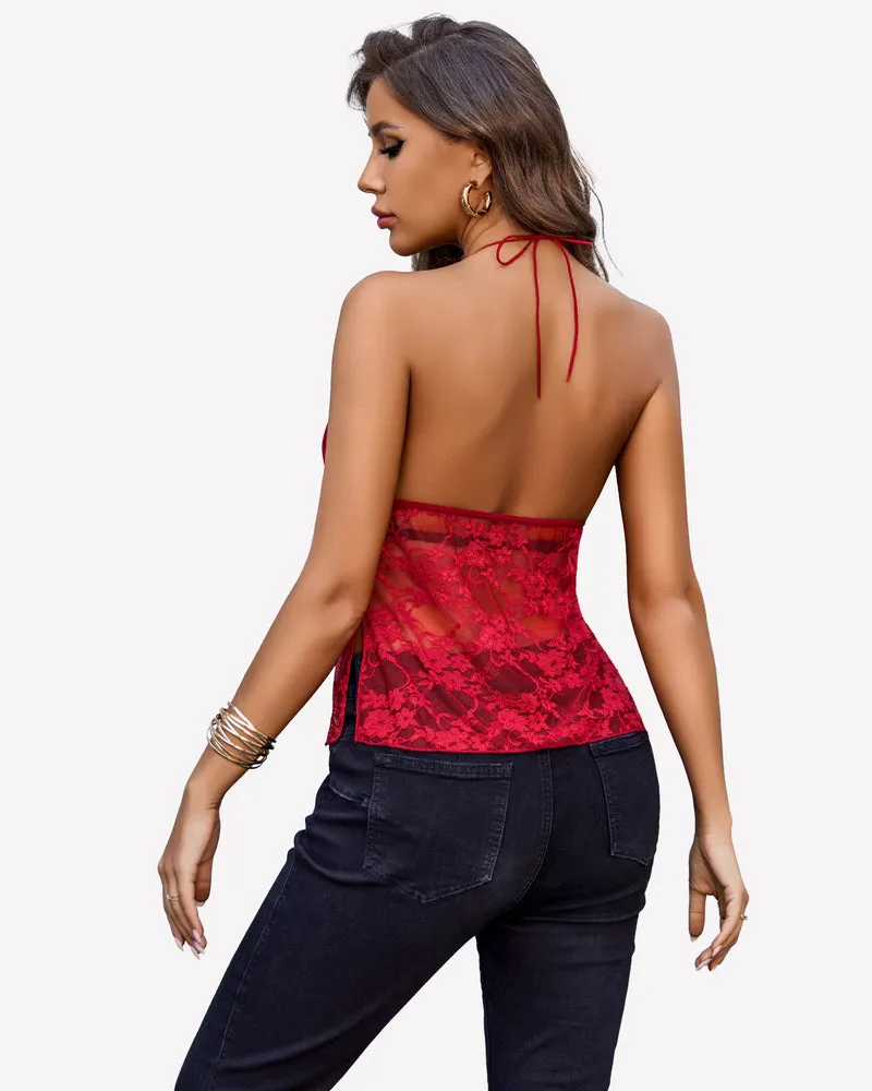Lace Tops Camisole Halter Y2K Cami Tops