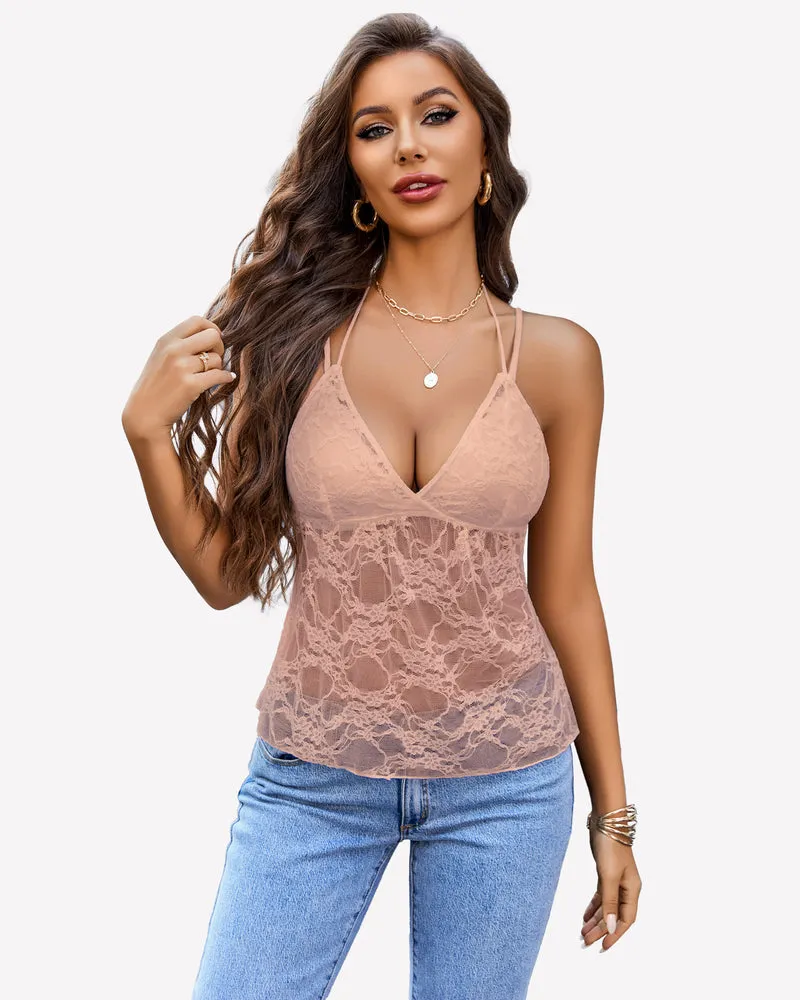 Lace Tops Camisole Halter Y2K Cami Tops