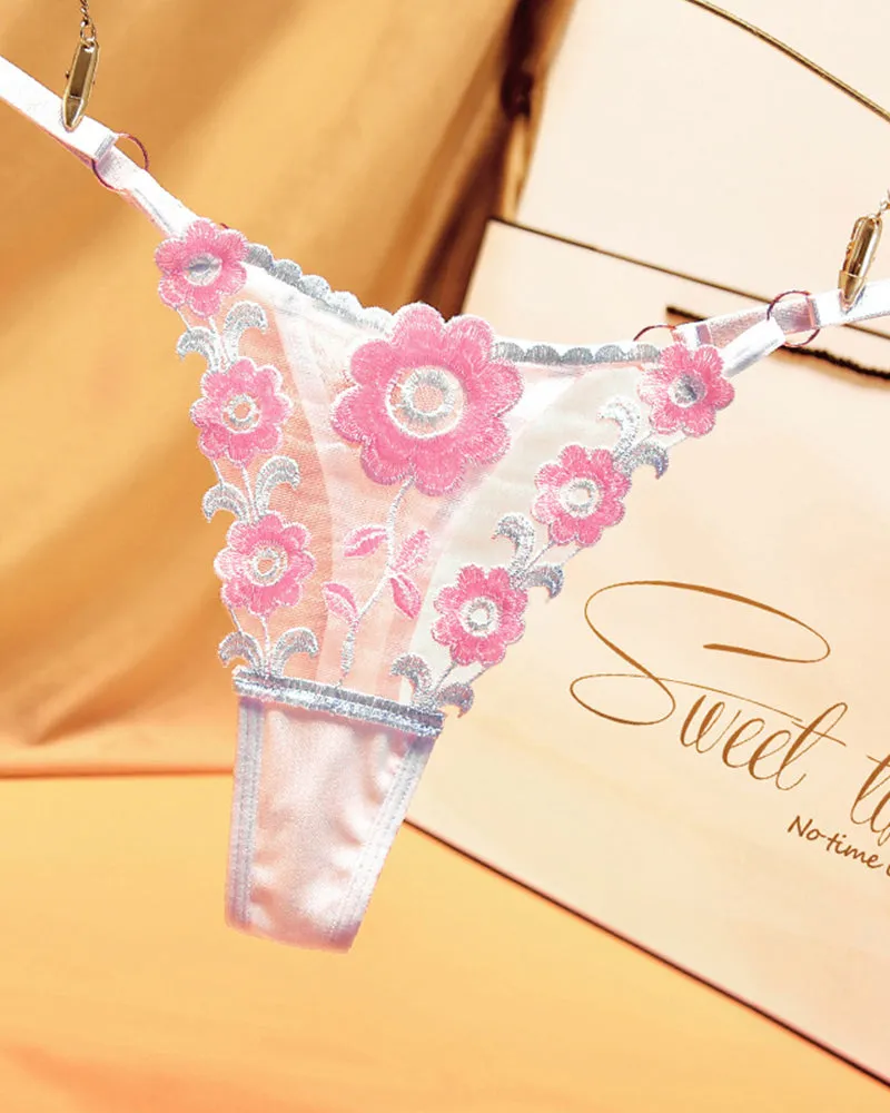 Low Waist Triangle Lace Thong Panties