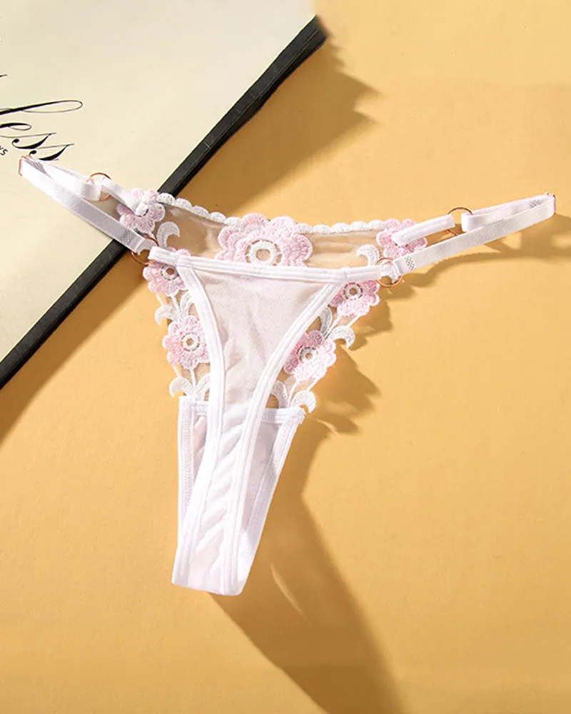 Low Waist Triangle Lace Thong Panties