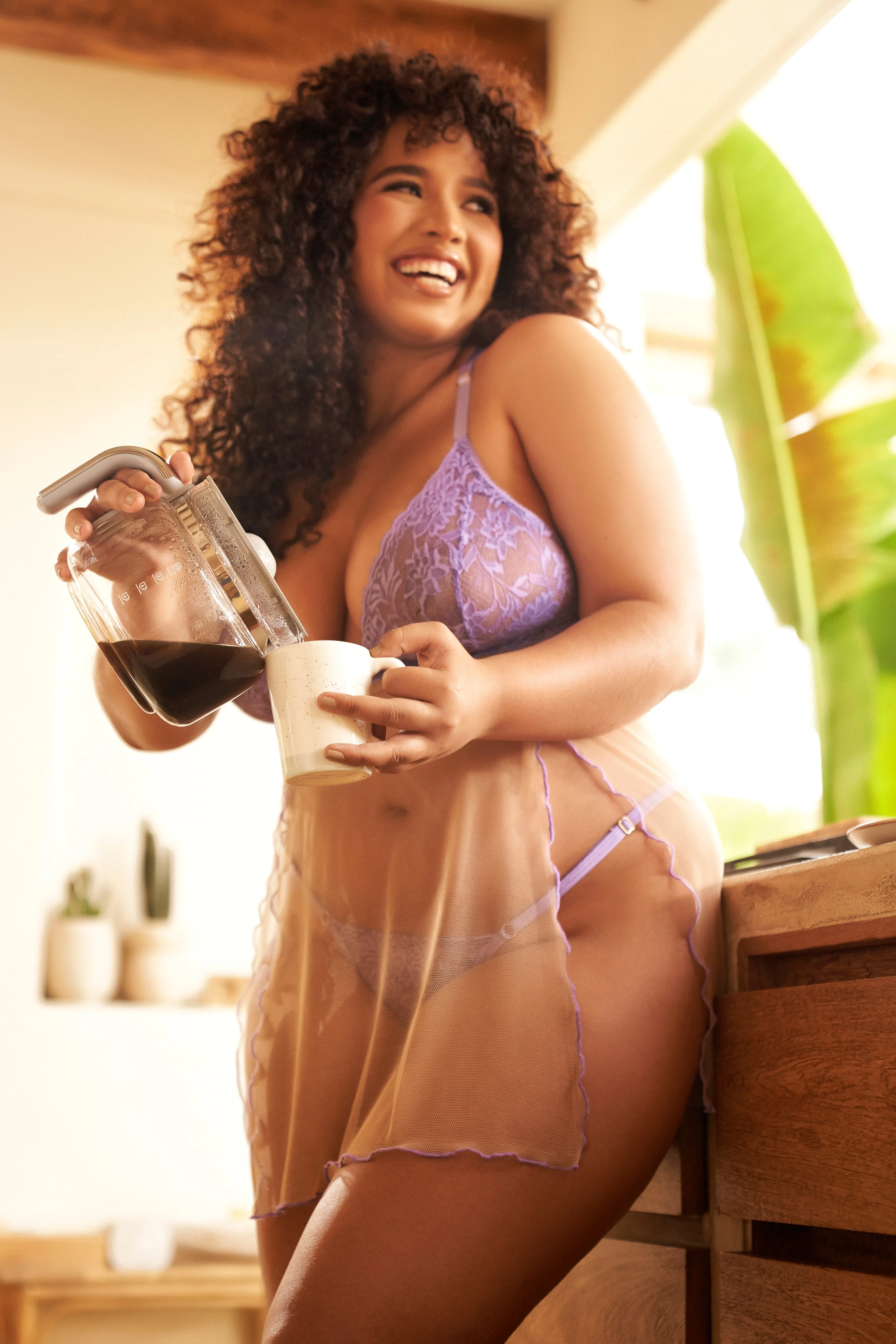 Mapale Queen Verona Sweet Lilac Dream Sheer Mesh Lace Cups Babydoll
