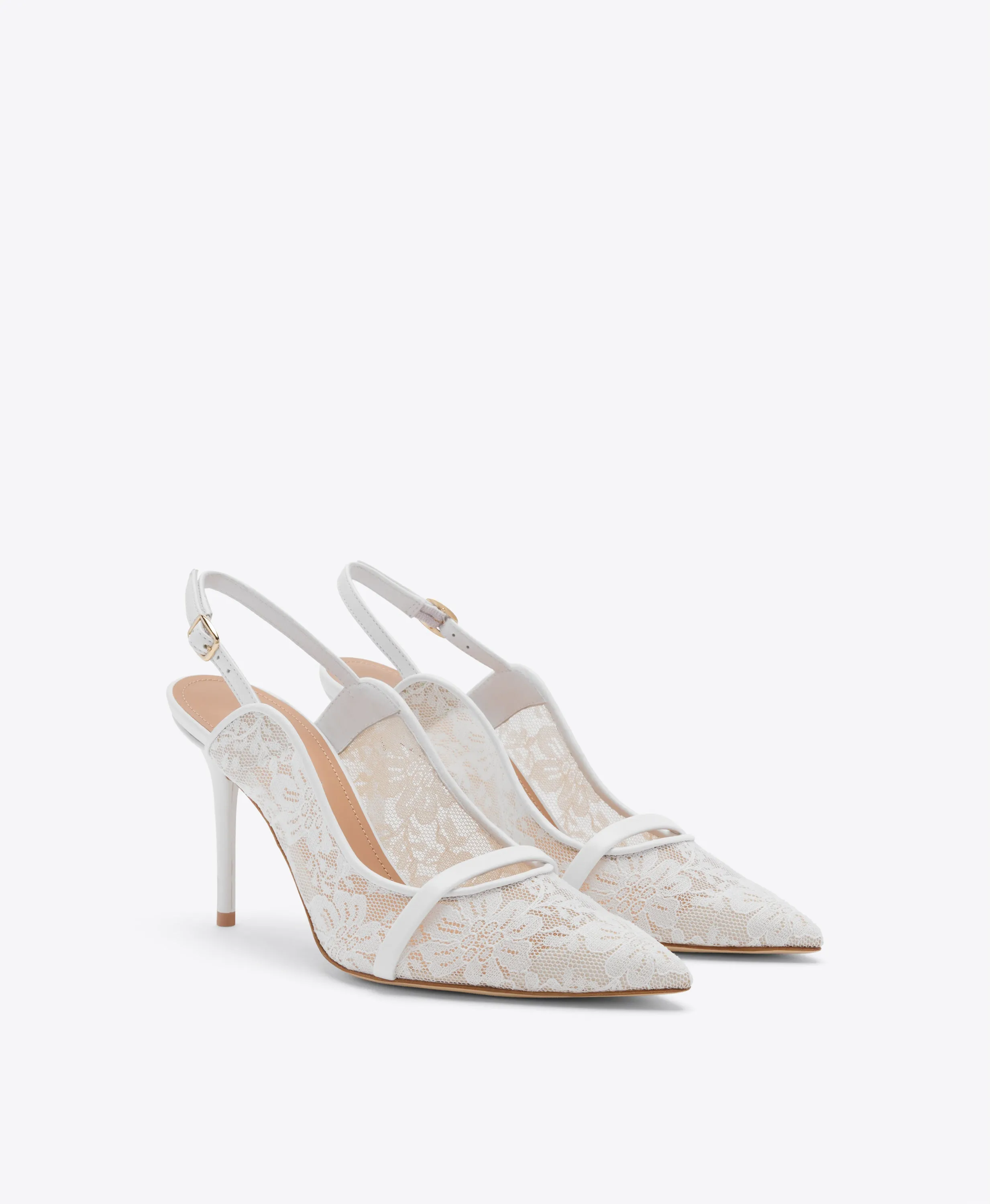 Marion 85 White Lace Slingbacks