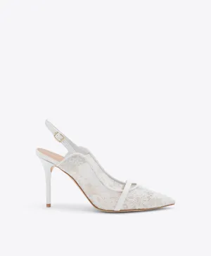 Marion 85 White Lace Slingbacks