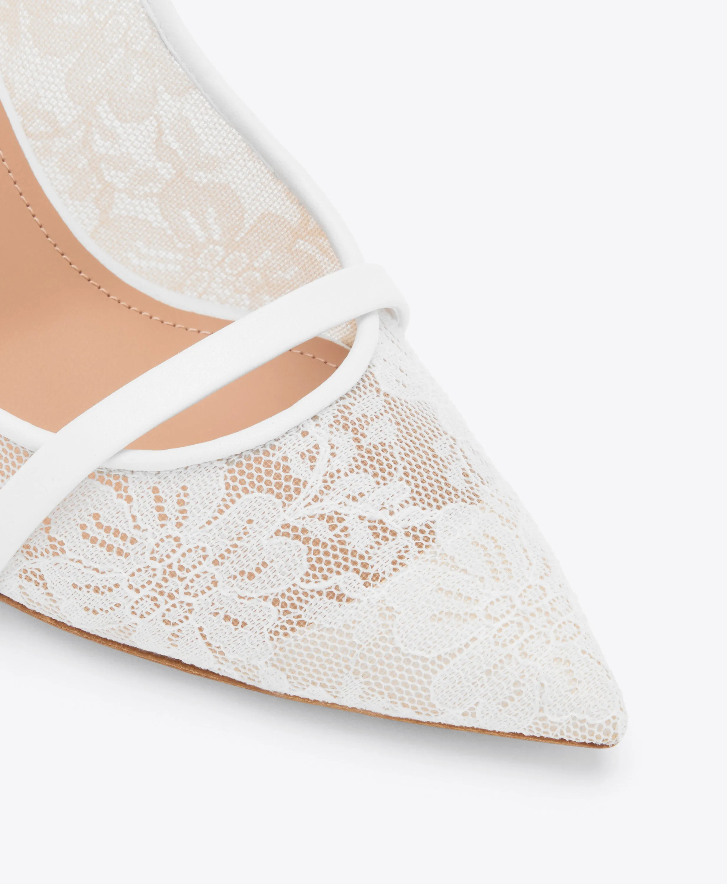 Marion 85 White Lace Slingbacks