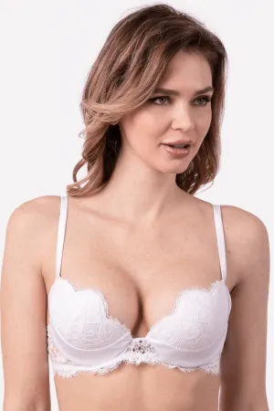 Marlene Push Up Bra with Swarovski Crystals in White
