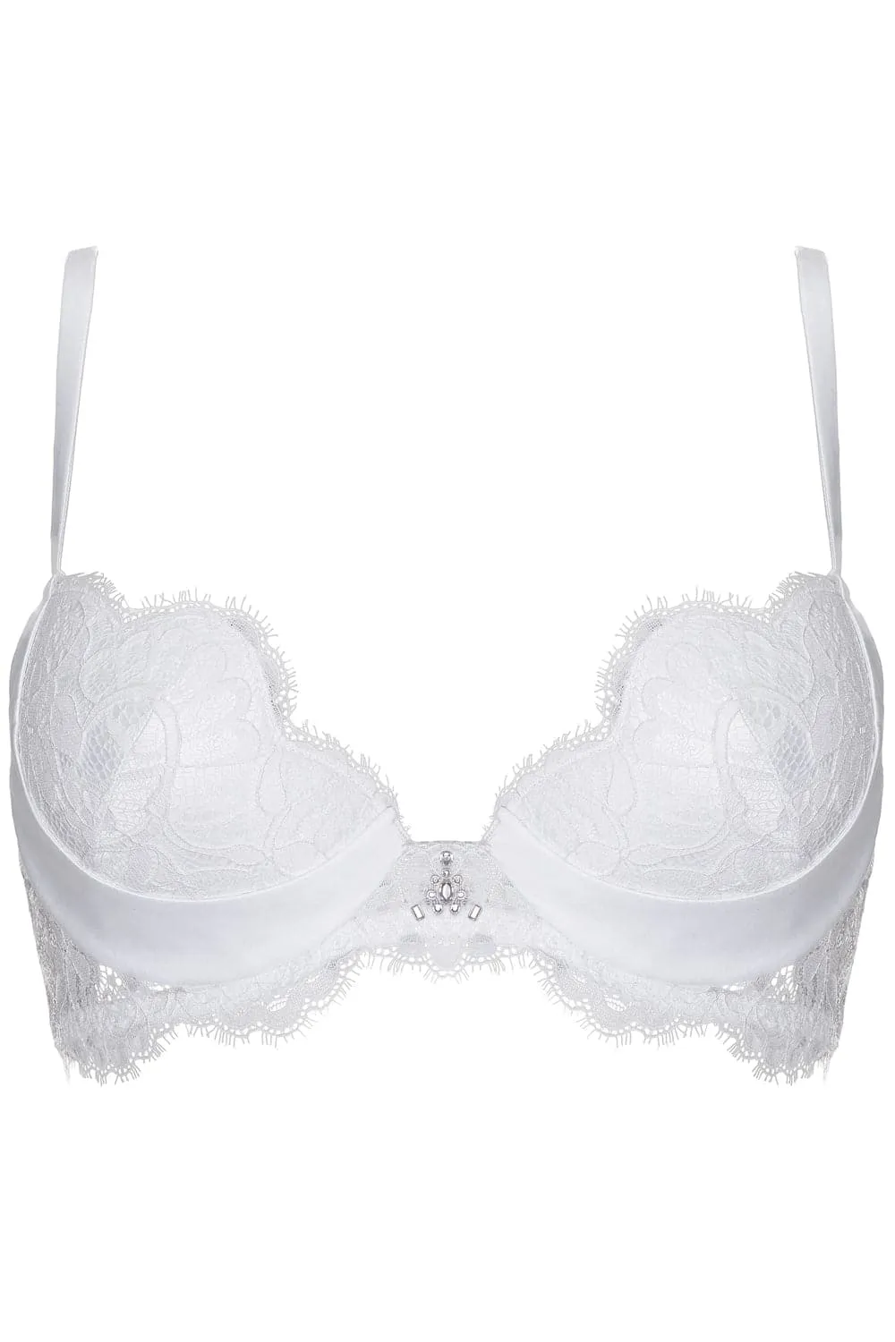 Marlene Push Up Bra with Swarovski Crystals in White
