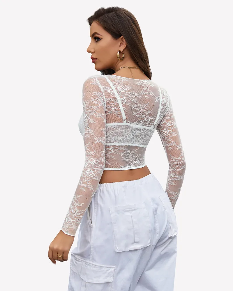 Mesh See Through Shirt with Bra
