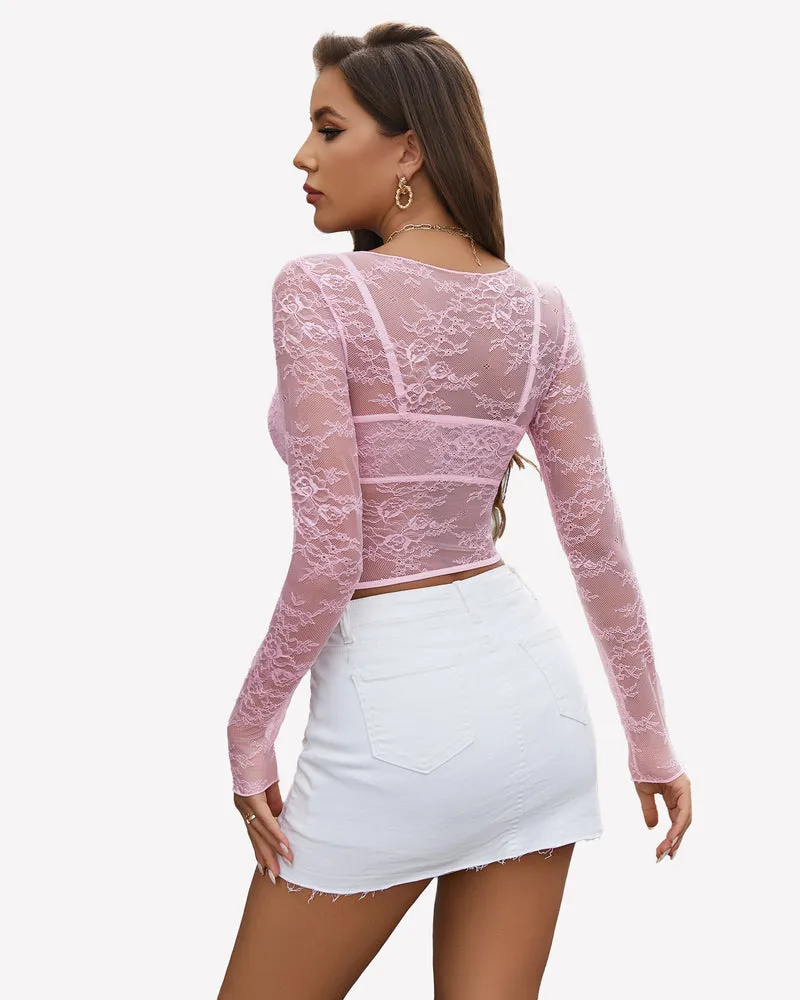 Mesh See Through Shirt with Bra