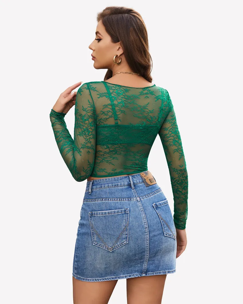 Mesh See Through Shirt with Bra