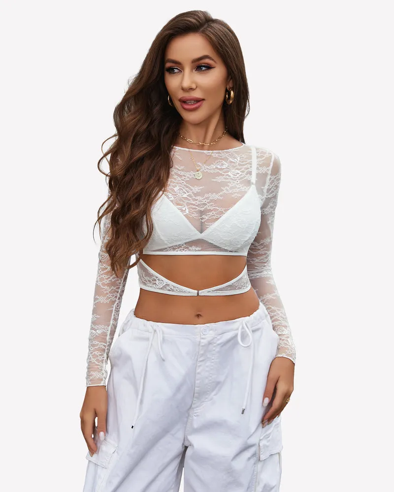 Mesh See Through Shirt with Bra