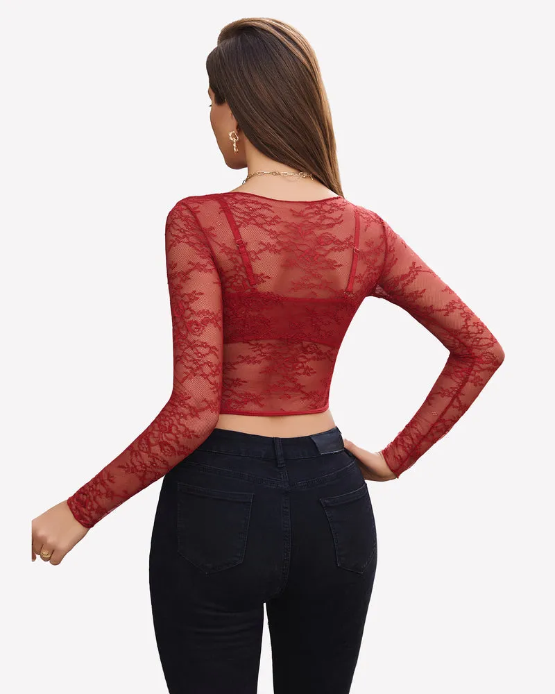 Mesh See Through Shirt with Bra