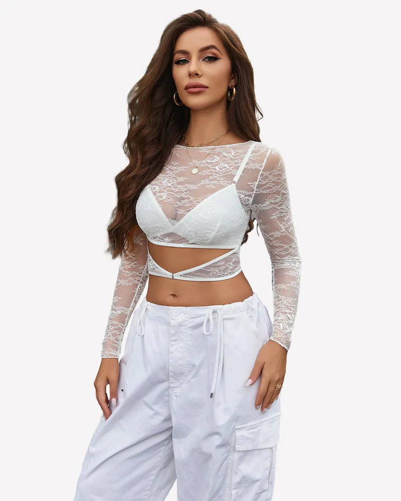 Mesh See Through Shirt with Bra