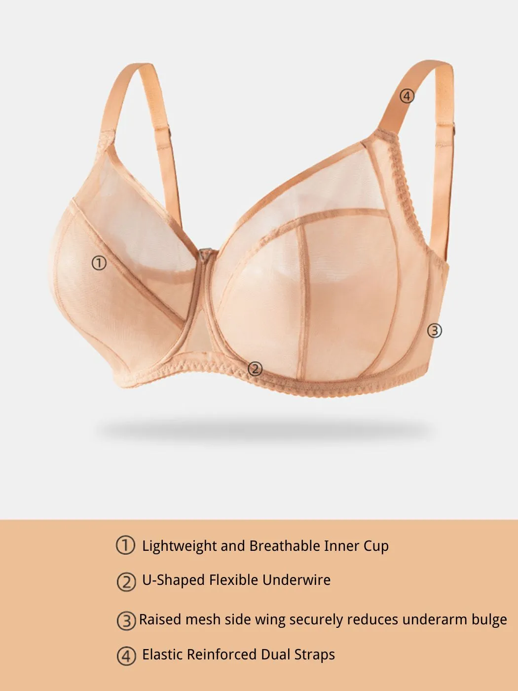 Minimizer Breathable Full Coverage Mesh Bras
