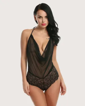 One Piece Lace Halter Bodysuit (DE Only)
