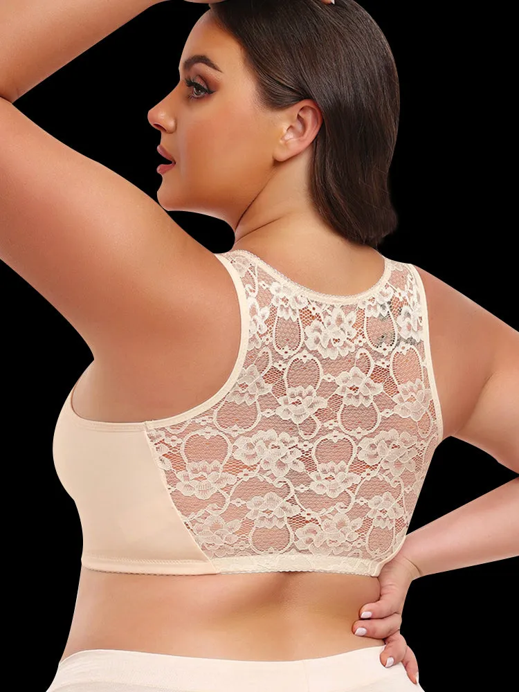 Plus Size Full Coverage Side Support Front Closure Bra
