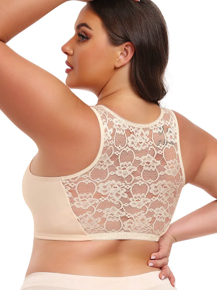 Plus Size Full Coverage Side Support Front Closure Bra