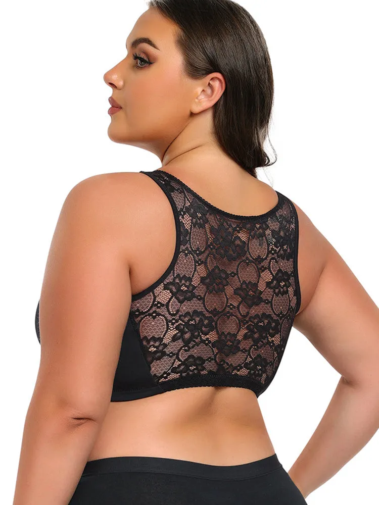 Plus Size Full Coverage Side Support Front Closure Bra