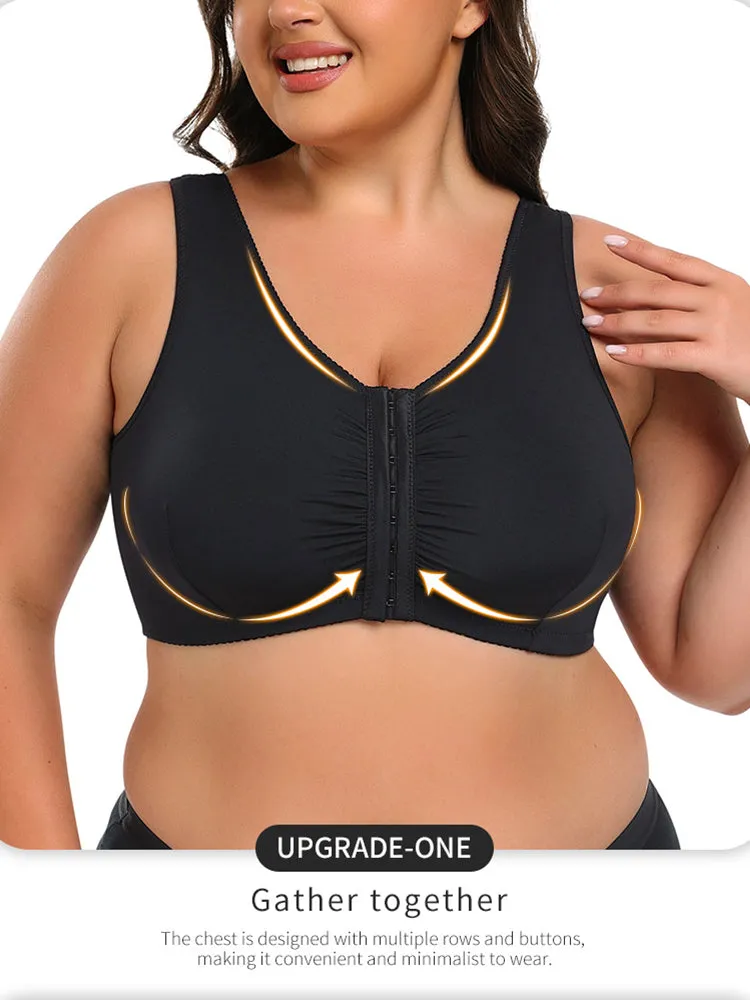 Plus Size Full Coverage Side Support Front Closure Bra