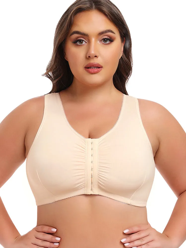 Plus Size Full Coverage Side Support Front Closure Bra