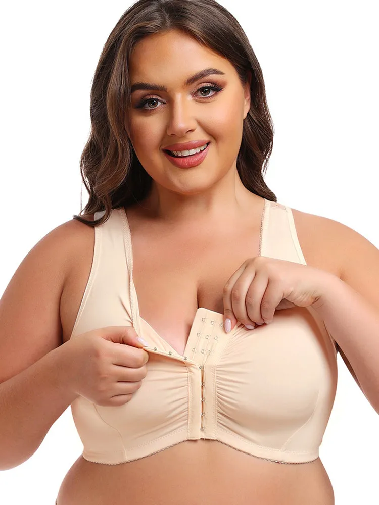 Plus Size Full Coverage Side Support Front Closure Bra