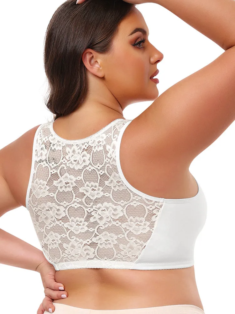 Plus Size Full Coverage Side Support Front Closure Bra
