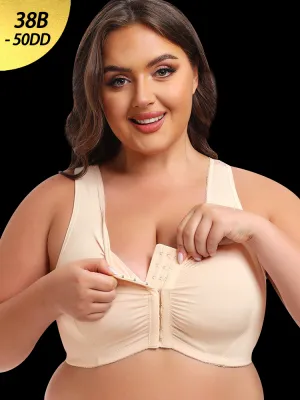 Plus Size Full Coverage Side Support Front Closure Bra