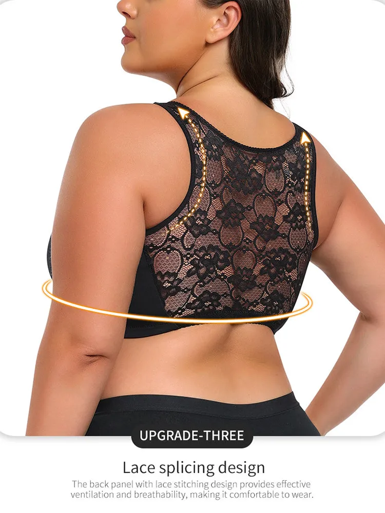 Plus Size Full Coverage Side Support Front Closure Bra