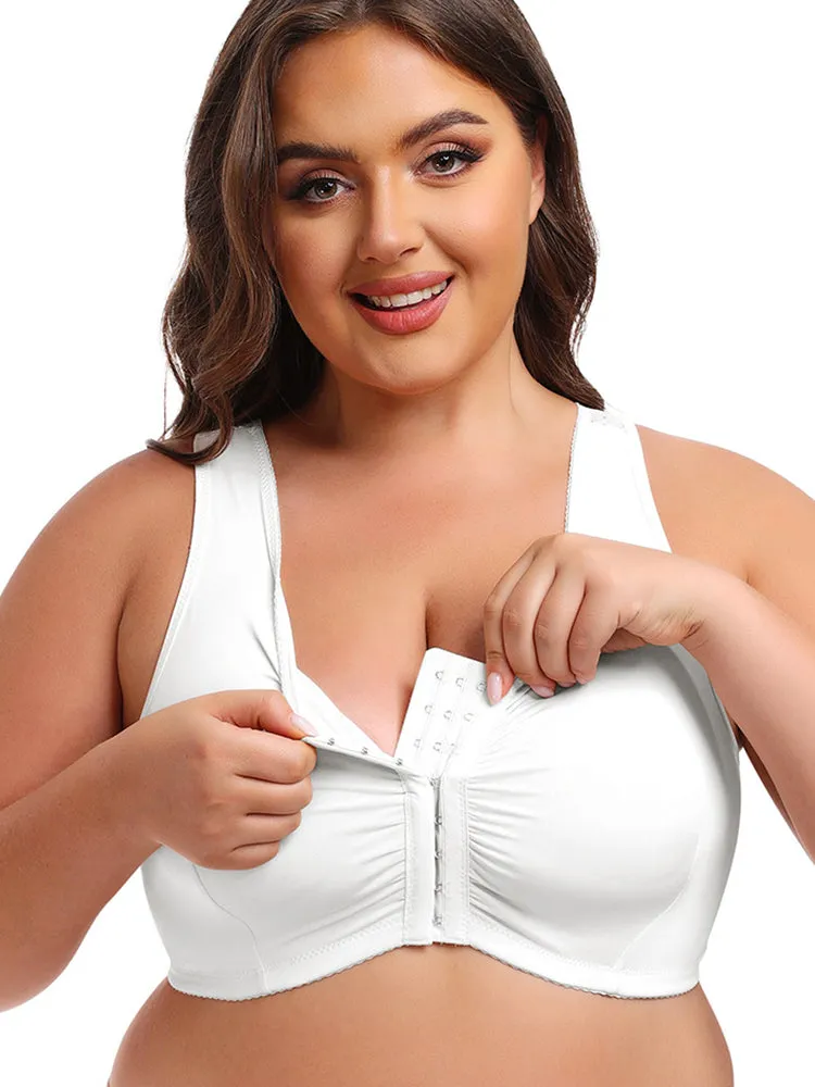 Plus Size Full Coverage Side Support Front Closure Bra