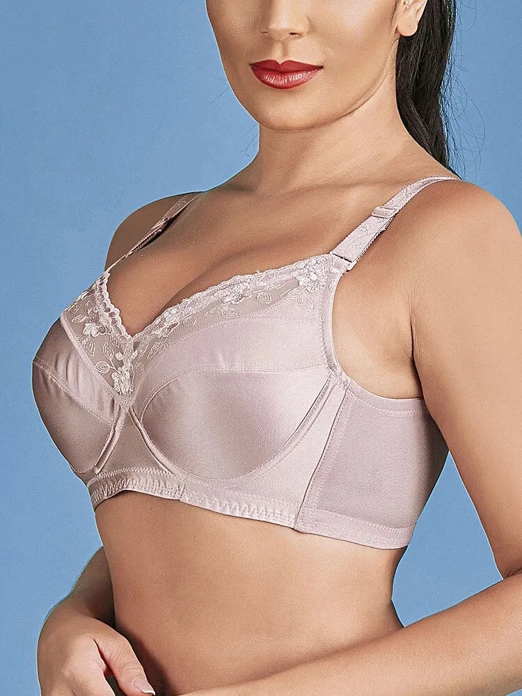 Push Up Lace Trim Breathable Thin Glossy Bra