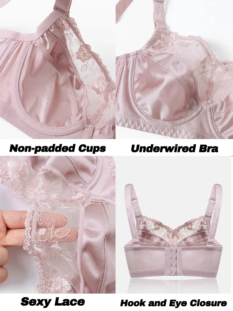 Push Up Lace Trim Breathable Thin Glossy Bra