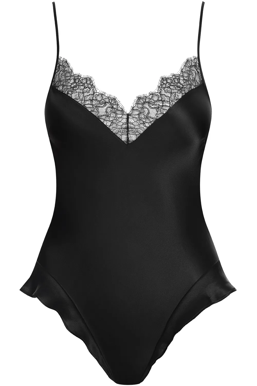 Rendez-Vous Silk & Lace V Neck Thong Bodysuit
