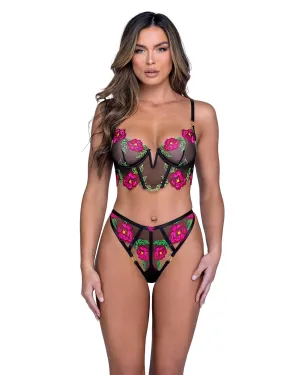 Roma Confidential Sheer Floral Embroidery Peony Paradise Longline Bra Set