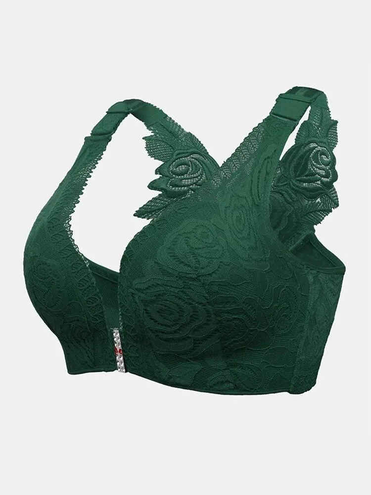 Rose Back Front Closure Wireless Bra