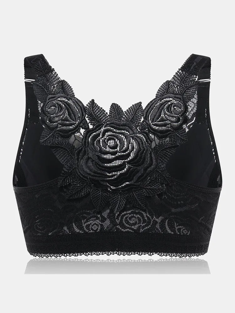 Rose Back Front Closure Wireless Bra