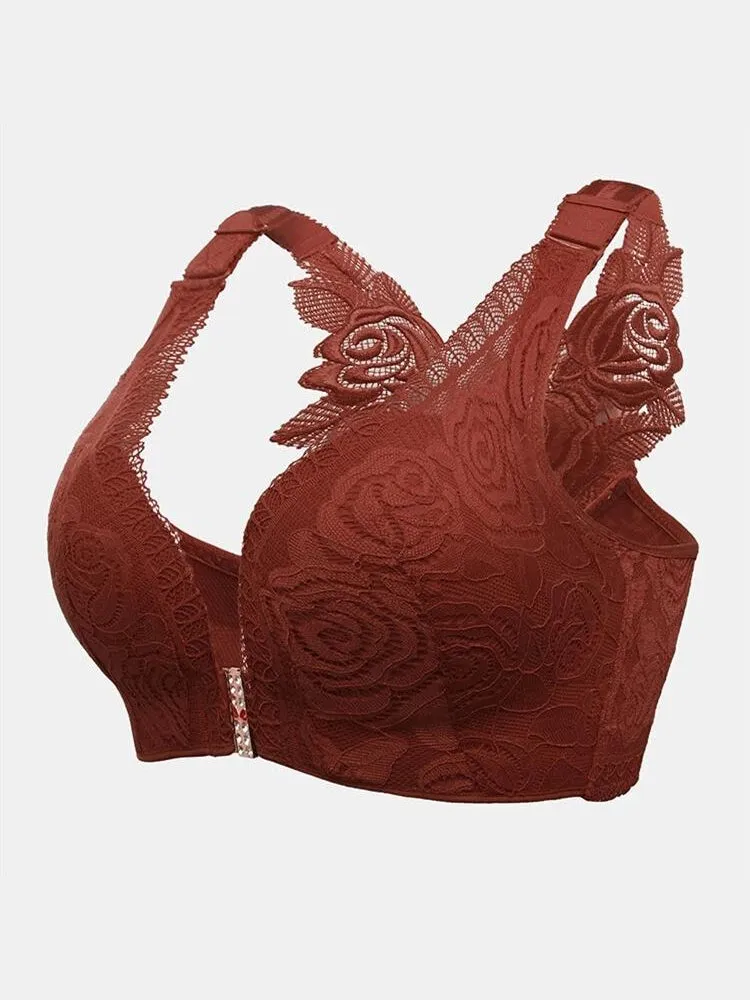 Rose Back Front Closure Wireless Bra