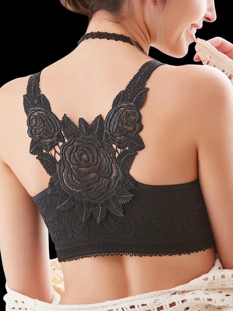 Rose Back Front Closure Wireless Bra