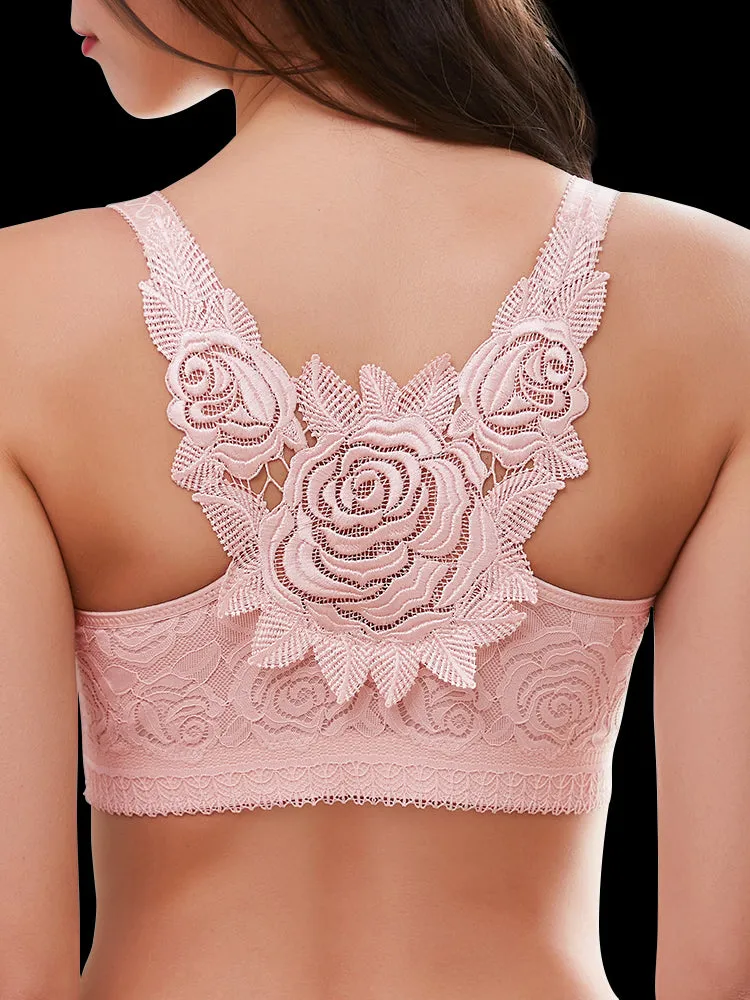 Rose Back Front Closure Wireless Bra