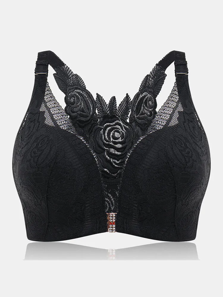 Rose Back Front Closure Wireless Bra