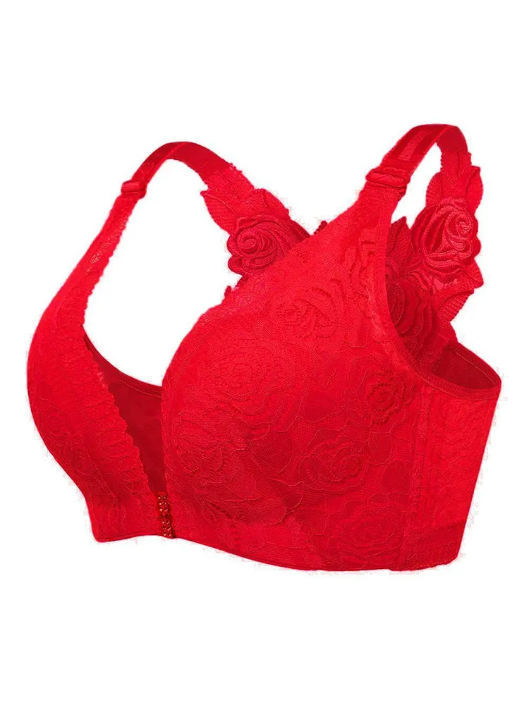 Rose Back Front Closure Wireless Bra
