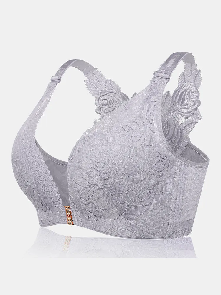 Rose Back Front Closure Wireless Bra