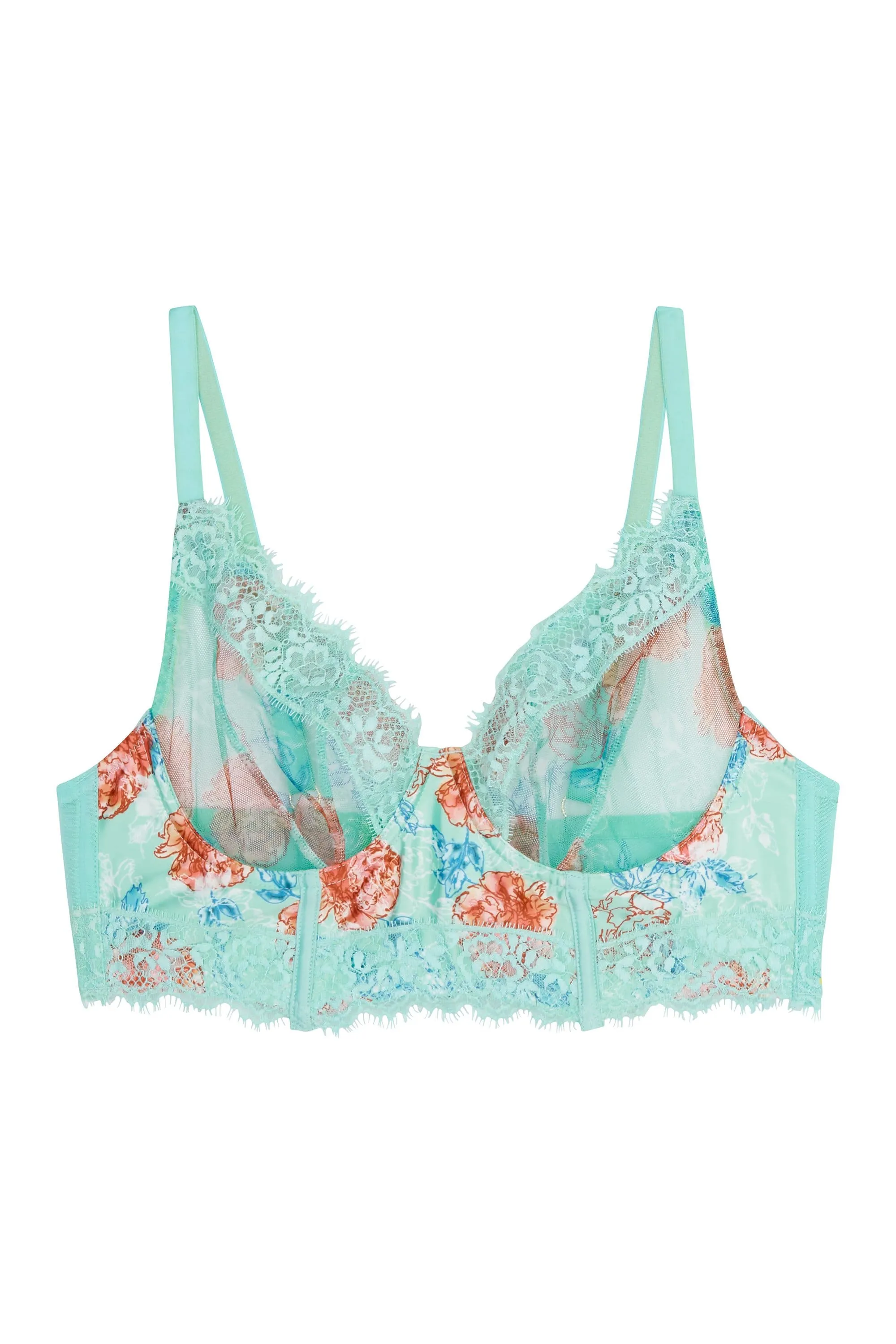 Sabey Mint Floral Longline Fuller Bust Bra