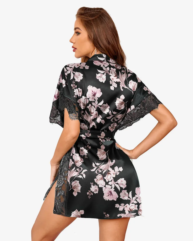 Satin Eyelash Sleepwear Robe