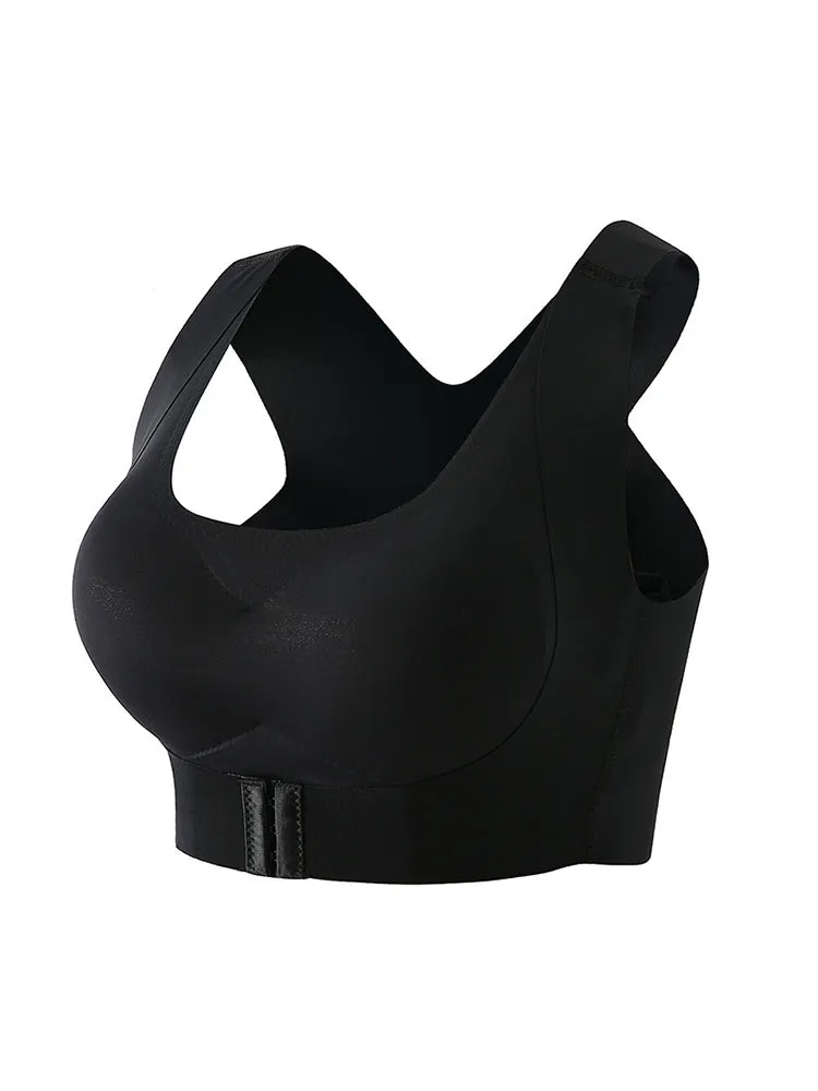 Seamless Front Closure Wide Straps Bra with Back Support