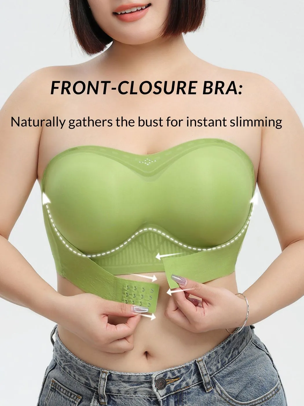 Seamless Strapless Bandeau Front Closure Bras