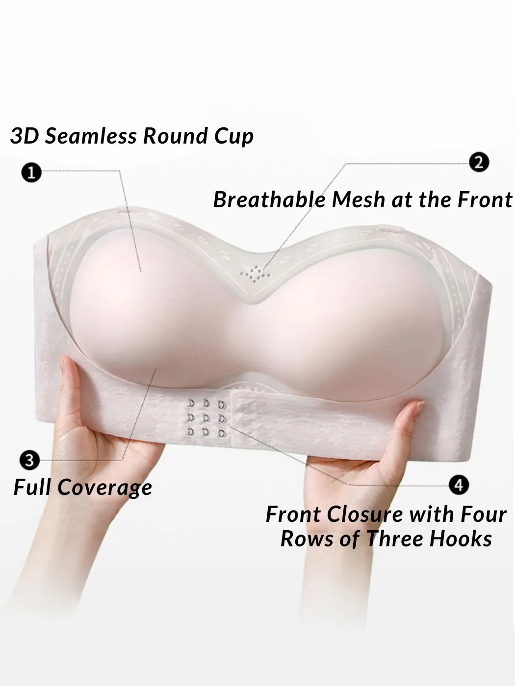 Seamless Strapless Bandeau Front Closure Bras