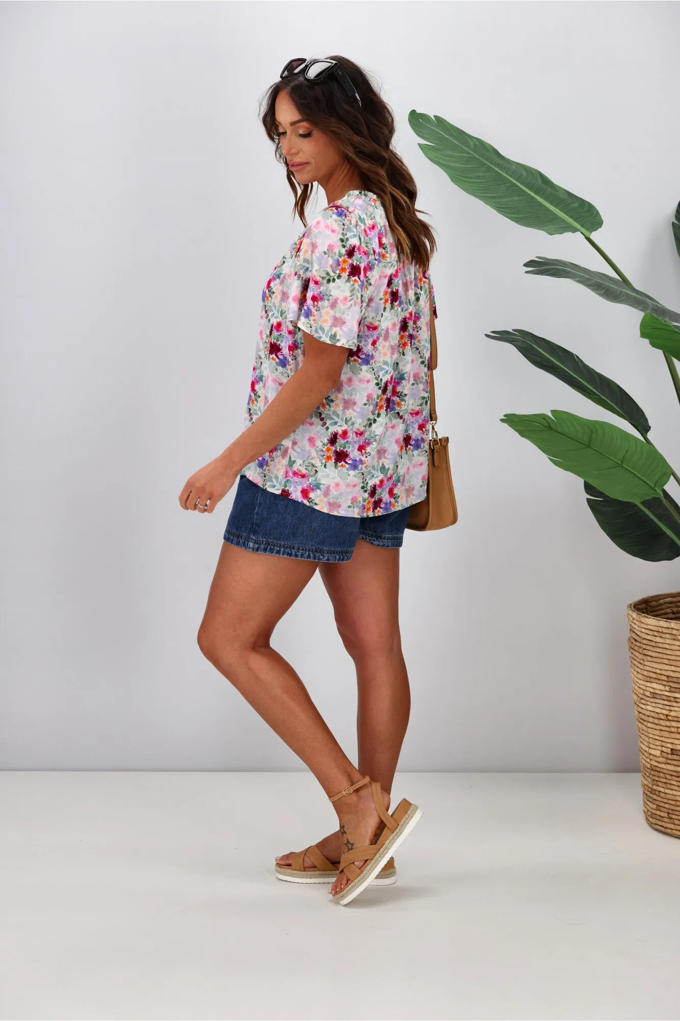 Silver Wishes Serena Lace York Top Pink Floral