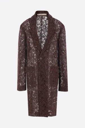 single-breasted coat in lace
