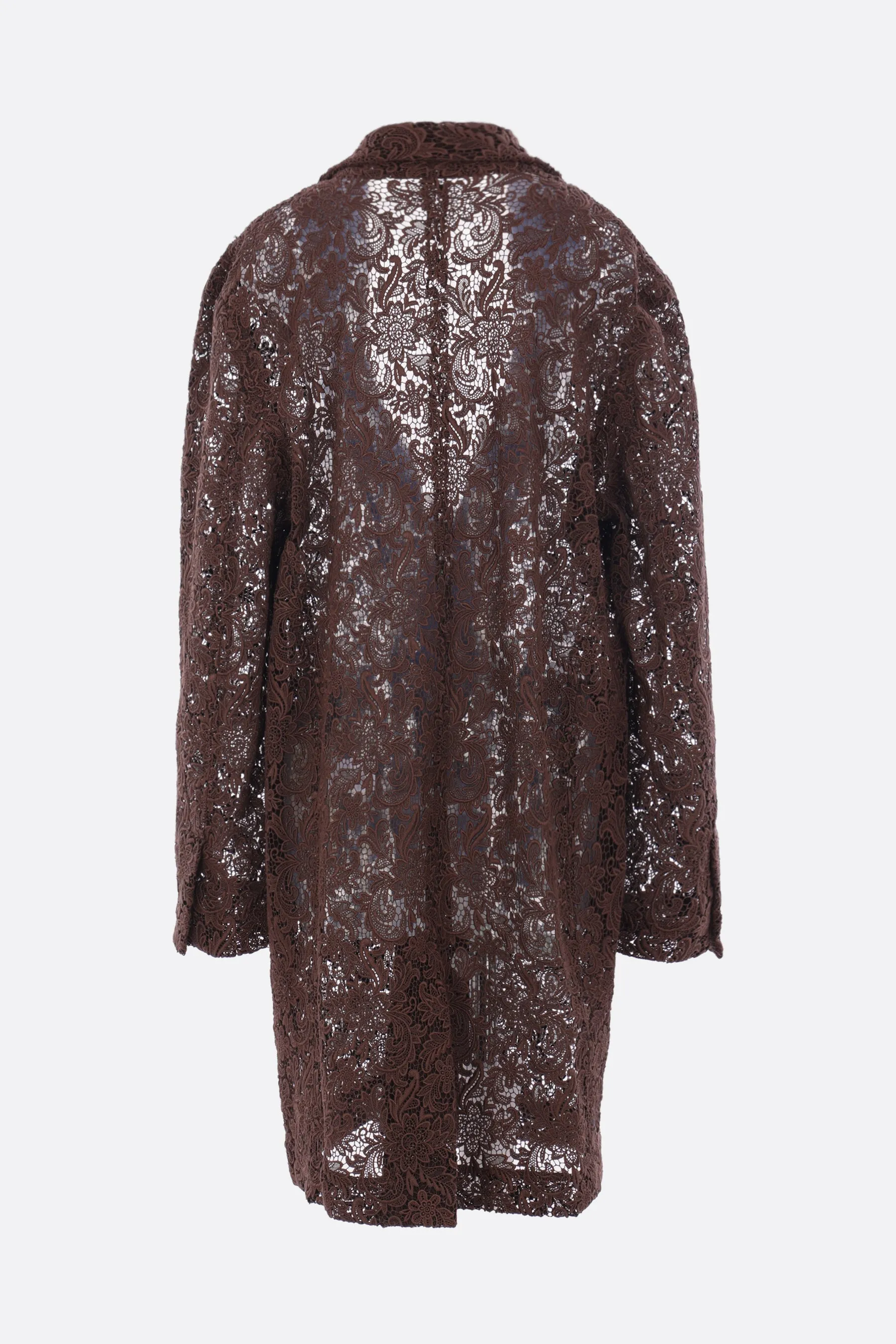 single-breasted coat in lace