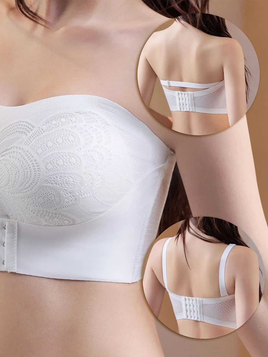 Strapless Anti-Slip Invisible Front Closure Wire-Free Push-Up Bra