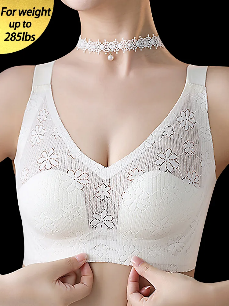 Summer Elegant Lace Floral Breathable Wireless Bra